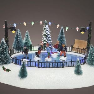 LED Ice Skating Christmas Scene
