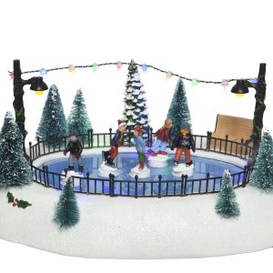 LED Ice Skating Christmas Scene