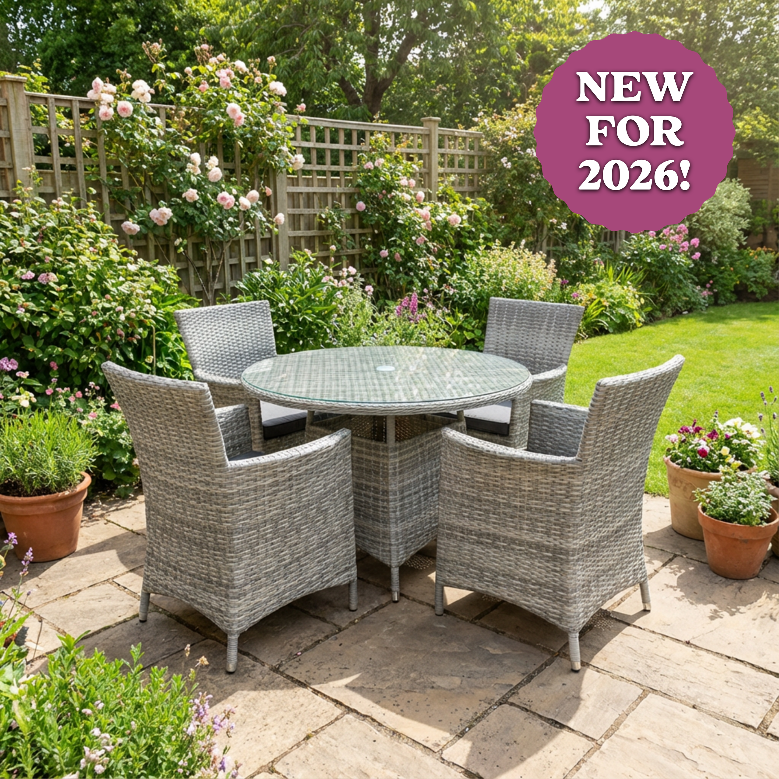 Olivia 4 Seat Dining Set with 110cm Table by Garden Furniture Global