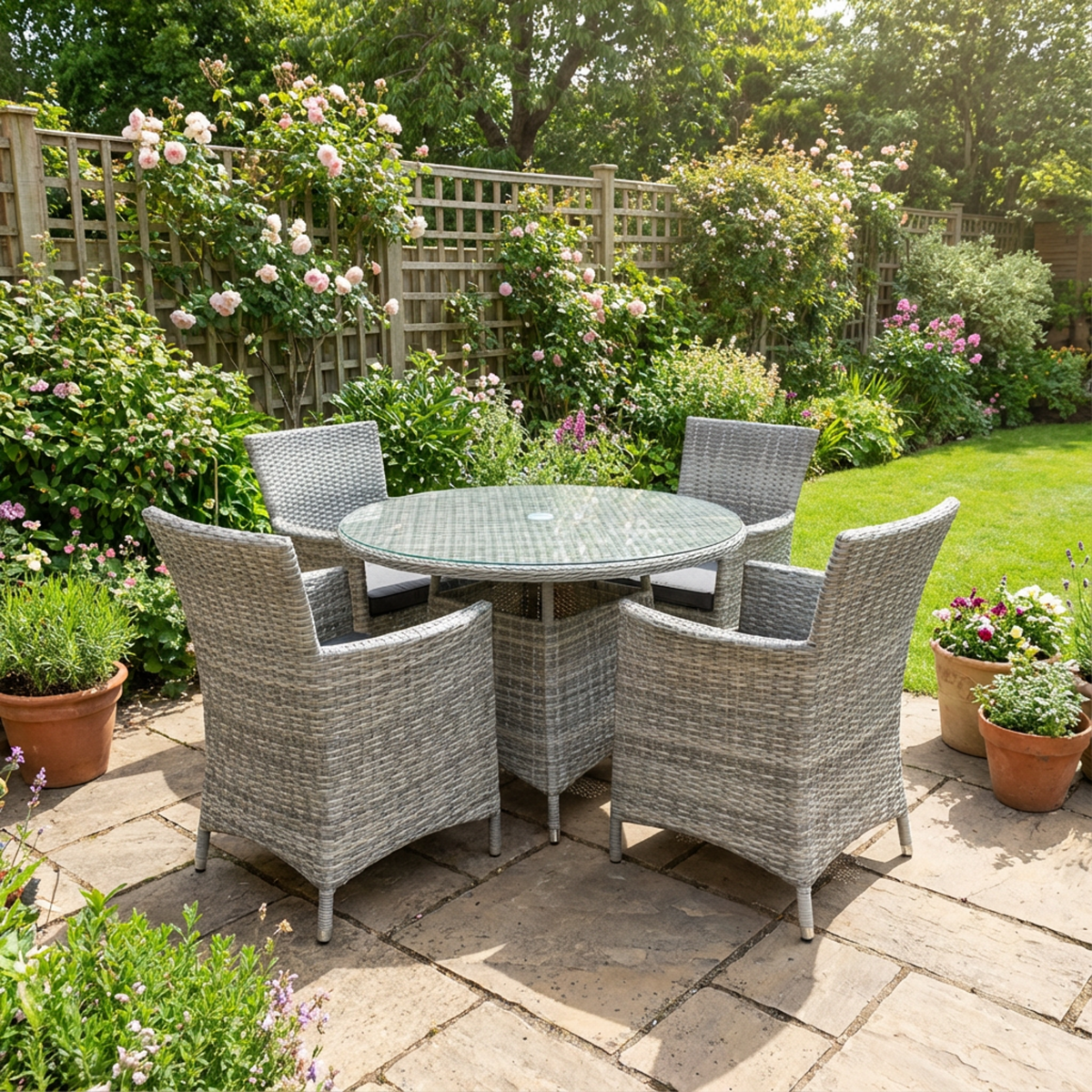 Olivia 4 Seat Dining Set with 110cm Table by Garden Furniture Global