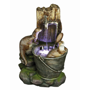 2 Otters at Tap Water Feature by Hamac