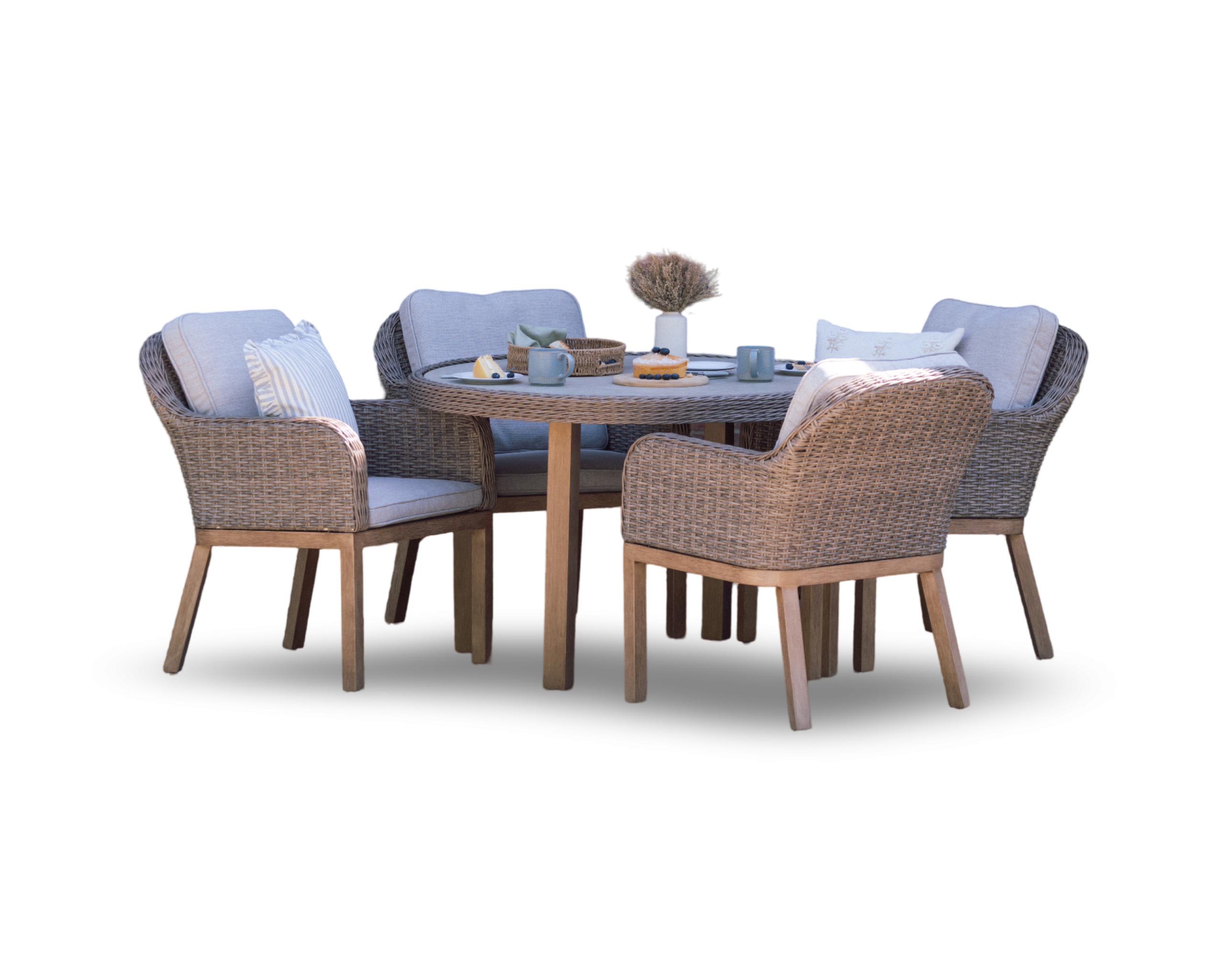 Wicker 4 Seat Round Dining Set by Innovators - Image 3