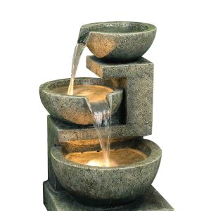 Medium Granite 3 Bowl Water Feature by Hamac