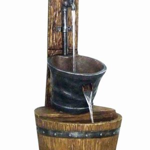 Tap on Post with Barrel Water Feature by Hamac