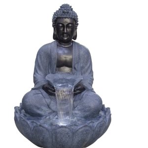 Grey/Black Sitting Buddha Water Feature by Hamac
