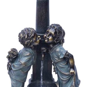 Kissing Boy & Girl at Lamp Water Feature by Hamac