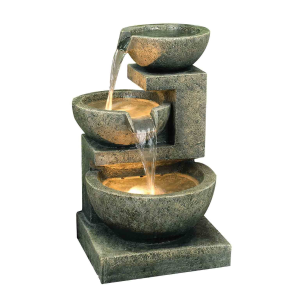 Medium Granite 3 Bowl Water Feature by Hamac