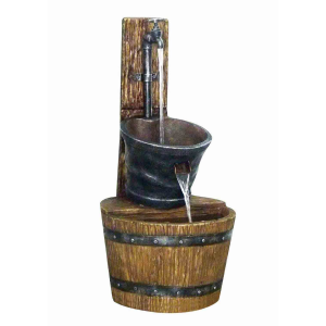 Tap on Post with Barrel Water Feature by Hamac